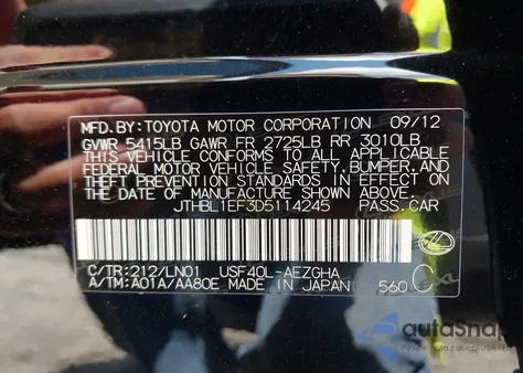 2013 Lexus Ls 460 from USA, damaged, VIN JTHBL1EF3D5114245